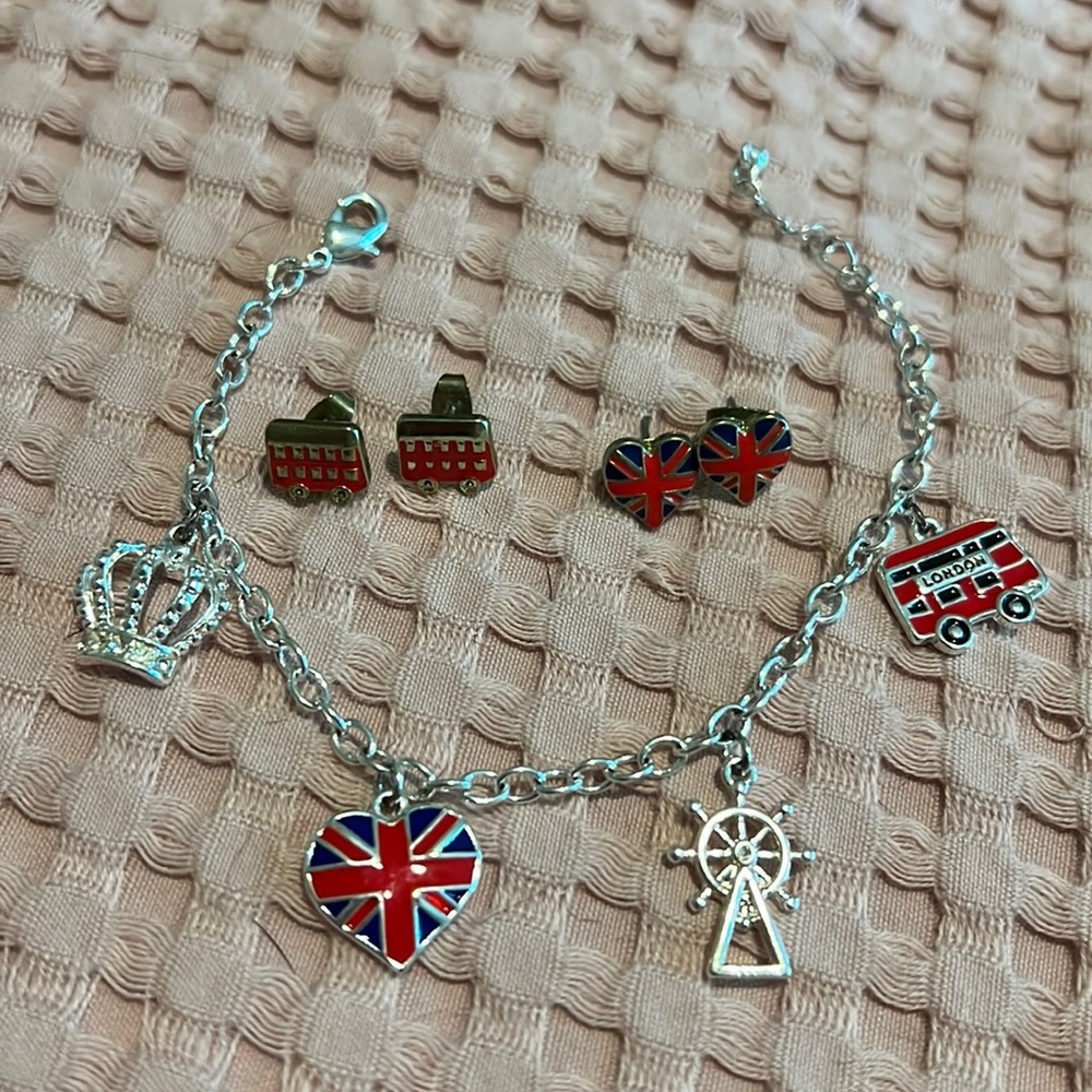 Union Jack Charm and Earrings